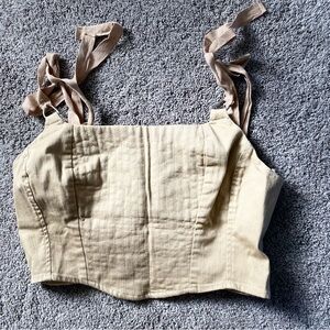 F21 Neutral Strappy Corset Top